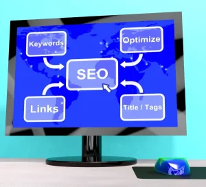 SEO Diagram Shows Use Of Keywords Links And Tags